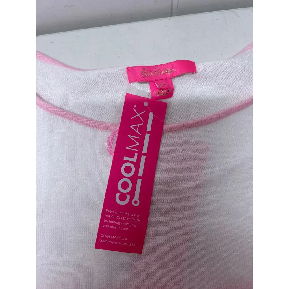 Lilly Pulitzer NWT Women's Westwood TricolorCoolmax Sweater Pink/White Size XL
